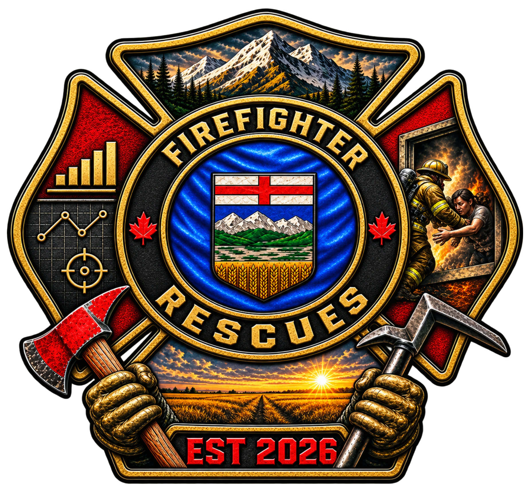Firefighter Rescues Alberta crest
